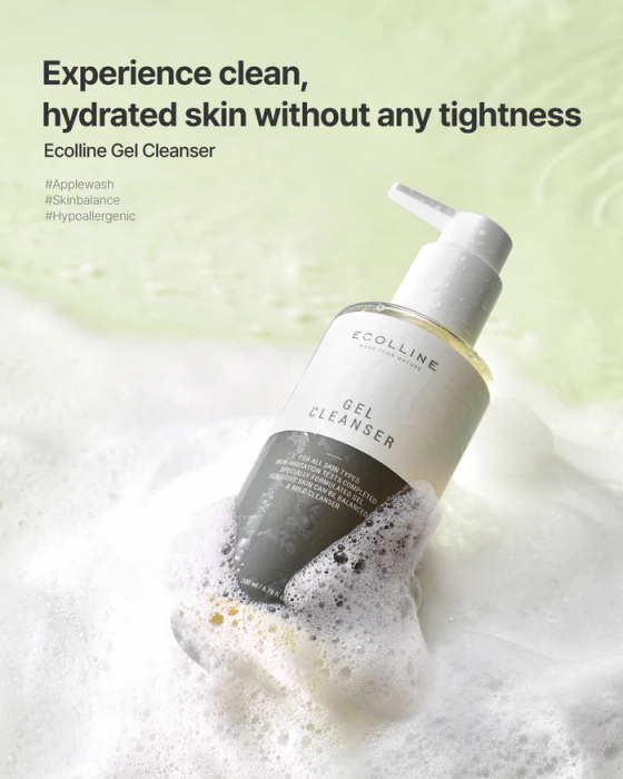 ECOLLINE Gel Cleanser | Łagodny, wegański żel oczyszczający z ekstraktami roślinnymi | 200 ml