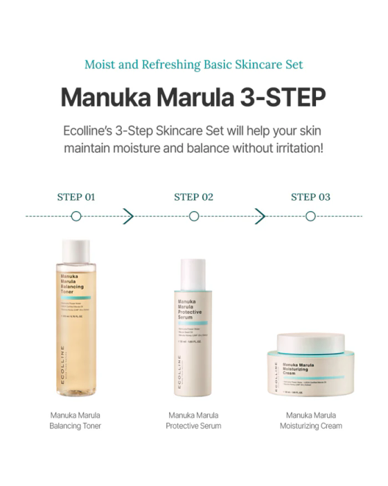 ECOLLINE Manuka Marula Moisturizing Cream | Intensywnie nawilżający krem do twarzy z miodem manuka i olejem marula | 50 ml