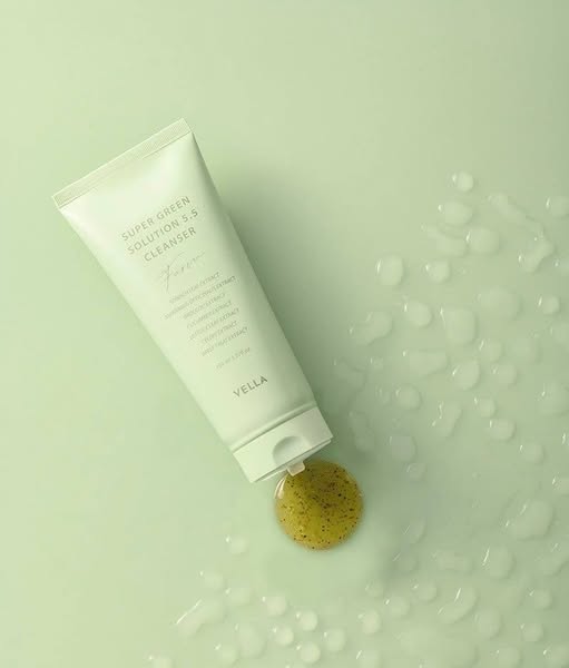 VELLA Super Green Solution 5.5. Cleanser | Wegański żel oczyszczający wspierający naturalną równowagę pH skóry | 150 ml