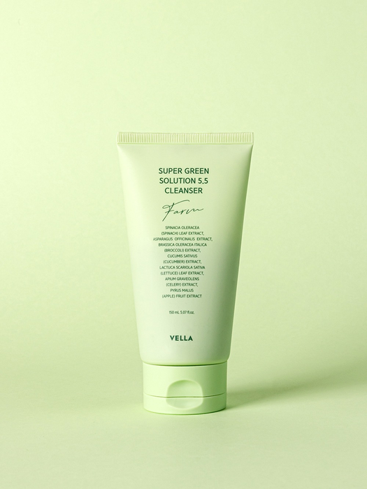 VELLA Super Green Solution 5.5. Cleanser | Wegański żel oczyszczający wspierający naturalną równowagę pH skóry | 150 ml