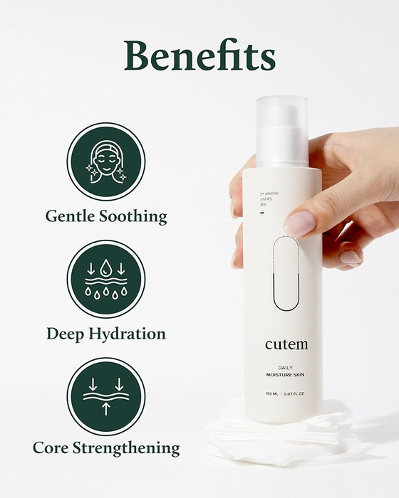 CUTEM Daily Moisture Skin Toner | Tonik nawilżający i łagodzący dla skóry wrażliwej | 150 ml