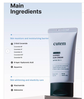 CUTEM Waterful Barrier Sun Cream | Nawilżający krem przeciwsłoneczny SPF 50+ / PA++++ | 50 ml