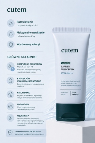 CUTEM Waterful Barrier Sun Cream SPF 50+ / PA++++ | 50 ml